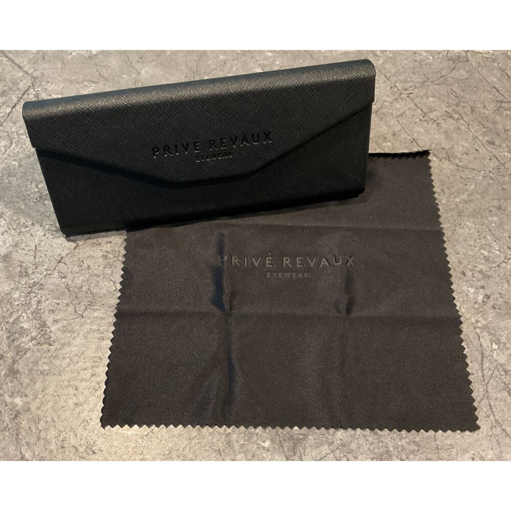 Prive Revaux Sunglasses Case Hard & Foldable/Collapsible & Cleaning Cloth Black